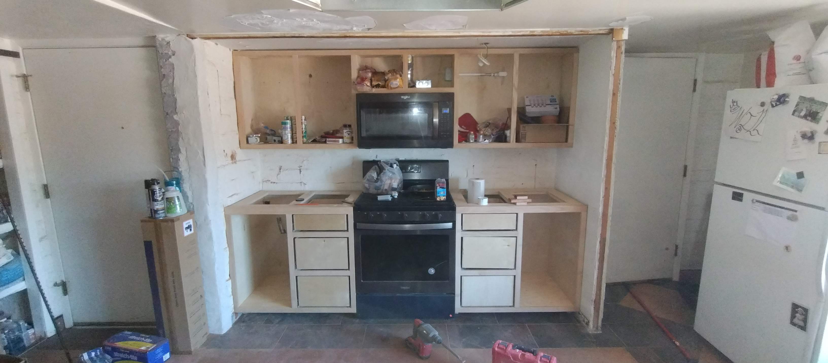Kitchen Range Cabinet Boxes — Before Doors and Drawer Fronts